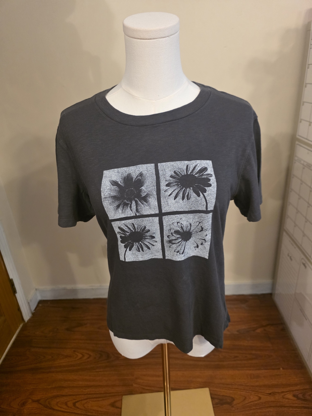 aerie Charcoal Short-Sleeve Floral Graphic Tee